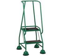2 Tread Mobile Warehouse Steps Green 1.19M Portable Safety Ladder & Wheels
