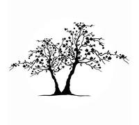 2 Trees & Flowers Reusable Stencil A3 A4 A5 & Bigger Sizes Wall Decor Shabby Chic / T2 (PVC Reusable Stencil, A4 Size - 210 x 297 mm, 8.3 x 11.7 in)