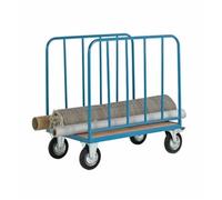 2 Tubular Bar Sides Platform Truck; Fixed/Swivel Castors; Blue/Veneer