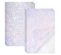 2 Types Transparent Holographic Laminate Sheets Overlay Lamination Vinyl A4 Size Self-Adhesive Holographic Laminate Film Waterproof Vinyl Sticker Paper for DIY Crafts, 10 Sheets 8.25 x 11.7 Inches