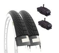 2 TYRES 20 x 1.75 BLACK/WHITE + AMERICA Bike Inner Tube for City Bike