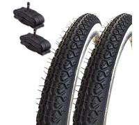 2 Tyres 20 x 1.75 cm (44-406) + 2 Schrader America Dexestone Bianconeri City Bike Bicycle Graciella