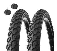 2 Tyres 24 x 1.75 cm (47-507) + Chambers | Black Pocket Bike Tyres MTB Mountain Bike
