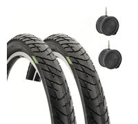 2 Tyres 26 x 2.125 (57-559) + Inner Tubes | Slick Tyres for Cruiser Bike Chopper Hybrid Bicycle