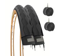 2 Tyres 700 x 28C + 2 Puncture Proof Tubes Black City Bike Road Bike 28-622