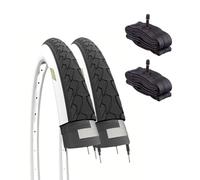 2 Tyres White Wall 700 x 35 C (37-622) + American valve Inner Tubes road tyres Black/White 28 1 5/8 3/8 Citybike Trekking