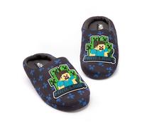 (2 UK Child) Minecraft Slip On Loafer Slippers (Boys Blue)
