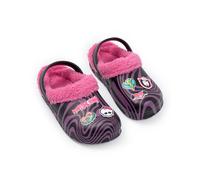Monster High Girls Black Pink Heart Badges Clogs | Fluffy Lined Footwear for Everyday Wear | Fun Character Design Inspired by TV Series Merch - 2 UK Child