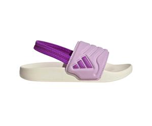 (2 UK, Off White/Purple) Adidas Childrens/Kids Adilette Estrap 2.0 Elastic Strap Sports Sandals