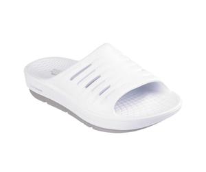 (2 UK, White/Grey) Skechers Womens/Ladies Flat Sports Sandals