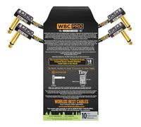 2 Units - 10 CM - WBC-PRO-PEDAL - 22 AWG - Low-Cap (18pF/ft) - Pro-Grade - Graphite-based - Dual-Shielded Pedal, Effects, Patch, instrument cable with Eminence Tiny Gold Plated Angled TS Connectors