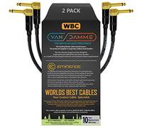 2 Units - 15 CM - Van Damme Pro Grade Classic XKE - Premium, Ultra-Flexible Multi-Shielded Guitar Bass Instrument Effects Pedal Patch Cable w/Eminence R/Angled Gold ¼ inch TS Plugs & Staggered Boots