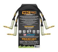 2 Units - 2 Foot - WBC-PRO-Quad Ultra-Silent Ultra-Flexible Balanced Star-Quad Cable with Amphenol QS3R-AU ¼ Inch (6.35mm) Gold Right-Angled TRS Stereo Phone Plugs & Black Tweed Jacket