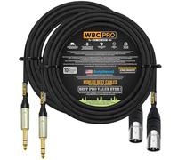 2 Units - 20 Foot - WBC-PRO-Quad Ultra-Silent Ultra-Flexible Balanced Star-Quad XLR to TRS Cable with Amphenol AX3M Male XLR & QS3P-AU Straight TRS Stereo Phone Plugs - Black Tweed Jacket