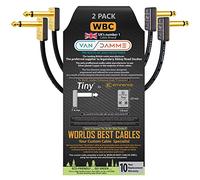 2 Units - 25 CM - Van Damme Pro Grade Classic XKE - Premium Silver-plated OFC, Flexible Shielded Guitar Bass Instrument Effects Pedal Patch Cable w/ Eminence Tiny Gold Plated Angled TS Connectors