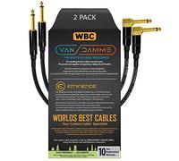 2 Units - 25 CM - Van Damme Pro Grade Classic XKE - Premium Ultra-Flexible Multi-Shielded Guitar Instrument Effects Patch Cable w/Eminence Straight & Angled Gold 6.35mm TS Plugs & Staggered Boots