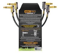 2 Units - 25 CM - WBC-PRO-PEDAL - 22 AWG - Low-Cap (18pF/ft) - Pro-Grade - Graphite-based - Dual-Shielded Pedal, Effects, Patch, instrument cable with Eminence Tiny Gold Plated Angled TS Connectors