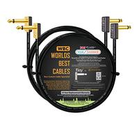 2 Units - 3 Meter - Van Damme Pro Grade Classic XKE - Premium Silver-plated OFC, Flexible Shielded Guitar Bass Instrument Effects Pedal Patch Cable w/ Eminence Tiny Gold Plated Angled TS Connectors