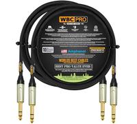 2 Units - 4 Foot - WBC-PRO-Quad Ultra-Silent Ultra-Flexible Balanced Star-Quad Cable with Amphenol QS3P-AU ¼ Inch (6.35mm) Gold Straight TRS Stereo Phone Plugs & Black Tweed Jacket