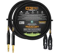2 Units - 4 Foot - WBC-PRO-Quad Ultra-Silent Ultra-Flexible Balanced Star-Quad XLR to TRS Cable with Gold Neutrik NC3FXX-B Female XLR & NP3X-B Straight TRS Stereo Phone Plugs - Black Tweed Jacket