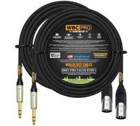 2 Units - 50 Foot - WBC-PRO-Quad Ultra-Silent Ultra-Flexible Balanced Star-Quad XLR to TRS Cable with Amphenol AX3M Male XLR & QS3P-AU Straight TRS Stereo Phone Plugs - Black Tweed Jacket