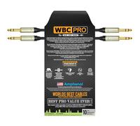 2 Units - 6 Inch - WBC-PRO-Quad Ultra-Silent Ultra-Flexible Balanced Star-Quad Cable with Amphenol QS3P-AU ¼ Inch (6.35mm) Gold Straight TRS Stereo Phone Plugs & Black Tweed Jacket