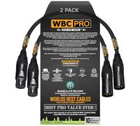 2 Units - 6 Inch - WBC-PRO-Quad Ultra-Silent Ultra-Flexible Balanced Star-Quad Cable with Neutrik Male & Female XLR Plugs & Black Tweed Jacket