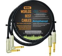 2 Units - 60 CM - Van Damme Pro Classic XKE Guitar & Bass Patch Cable - Ultra-Flexible, Multi-Shielded with Amphenol ACPM-RN-AU & ACPM-GN-AU M-Series Angled & Straight Gold TS Plugs