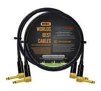2 Units - 60 CM - Van Damme Pro Grade Classic XKE - Premium, Ultra-Flexible Multi-Shielded Guitar Bass Instrument Effects Pedal Patch Cable w/ Eminence R/Angled Gold ¼ inch TS Plugs & Staggered Boots