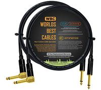 2 Units - 60 CM - Van Damme Pro Grade Classic XKE - Premium Ultra-Flexible Multi-Shielded Guitar Instrument Effects Patch Cable w/Eminence Straight & Angled Gold 6.35mm TS Plugs & Staggered Boots
