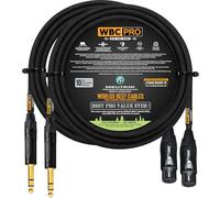 2 Units - 8 Foot - WBC-PRO-Quad Ultra-Silent Ultra-Flexible Balanced Star-Quad XLR to TRS Cable with Gold Neutrik NC3FXX-B Female XLR & NP3X-B Straight TRS Stereo Phone Plugs - Black Tweed Jacket