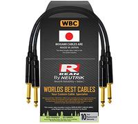 2 Units - 8 Inch -Pedal, Effects, Patch, Guitar instrument cable CUSTOM MADE By WORLDS BEST CABLES - made using Mogami 2319 wire and Neutrik-Rean NYS224BG Gold ¼ inch (6.35mm) TS Plugs
