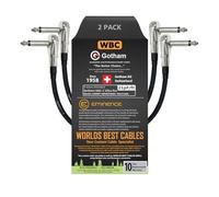 2 Units - Gotham GAC-1-9 Inch (22 cm)- Premium, Ultra-Flexible Dual Shielded Guitar Bass Effects Instrument, Patch Cable - with Low-Profile, Right Angled Pancake type TS (6.35mm) Connectors