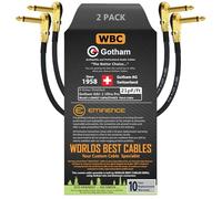 2 Units - Gotham GAC-1 Ultra Pro - 12 Inch - Low-Capacitance (21pF/ft) Guitar Bass Effects Instrument, Patch Cable with Gold Plated ¼ Inch (6.35mm) Low-Profile, Right Angled Pancake type Connectors