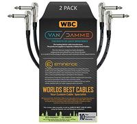 2 Units - Van Damme Pro Grade Classic XKE - 50 cm - Ultra-Flexible Multi-Shielded Guitar Bass Effects Instrument, Pedal Stomp Patch Cable - w/Low-Profile, R/Angled Pancake (6.35mm) TS Connectors
