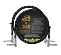 2 Units - Van Damme Pro Grade Classic XKE - 60 cm - Ultra-Flexible Multi-Shielded Guitar Bass Effects Instrument, Pedal Stomp Patch Cable - w/Low-Profile, R/Angled Pancake (6.35mm) TS Connectors