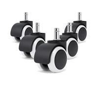 2" Universal Computer Office Chair Wheels Caster Heavy Duty Max-Bearing 530lbs Replacement No Noise Rubber Chair Casters Standard Size Stem 7/16 Inch 11mm X 22mm Set of 5