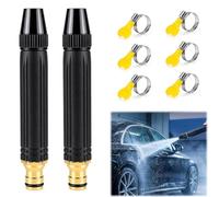 2 Upgraded Home High-Pressure Car Wash Water Gun with Booster Nozzle | Multi Function Lawn & Garden Powerful High Pressure Sprayer for Watering Plants Lawn Car, with 6 Hose Clamps