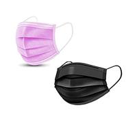 2 ur door 200 Pack Protective Disposable Face Masks 3-Ply Facial Cover with Elastic Ear Loops, Comfortable Universal 3D Design for Regular Use, Home, Office (100 Pink and 100 Black)
