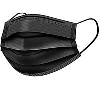 2 UR DOOR 200 Pack Protective Disposable Face Masks - Black, 3-Layer Facial Cover with Elastic Ear Loops, Comfortable Universal 3D Design for Regular Use, Home, Office