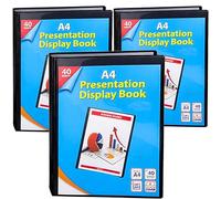 2 UR DOOR A4 Display Presentation Book - 40 Pockets, 80 Views Portfolio - Acid-Free Copy Safe, Durable PP Material Polly Pocket - Plastic Wallets Folder Project Book (Pack of 3)