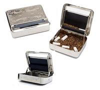 2 UR DOOR Compact Stainless Steel Tobacco Rolling Machine Case - Pocket-Sized Container Tin Box - Suitable for 8mm and 6mm Filter Tips - Roll-up and Tobacco Storage (Silver)