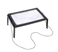 2 UR DOOR Hands-Free 3X Magnifier with LED Light - Full-Page Large Sheet Magnifying Glass with Neck Cord, Foldable Stand & Soft PVC Lens - Illuminated Desktop Lamp for Reading & Hobbies