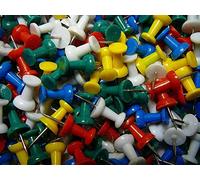 2 UR DOOR Multi-Color Push Pins - Stainless Steel and Plastic Thumb Tacks for Bulletin Boards, Cork Boards, Maps, and More - Easy Storage and Reusable for Home, School, and Office Use (100)