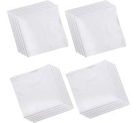 2 UR DOOR Pack of 20 Men's Handkerchief with Imprinted Border - 16 x 16 inches Cotton Multifunctional Large Handkerchief White with Stich for Gentlemen, Grandfathers, Fathers, Dads - White