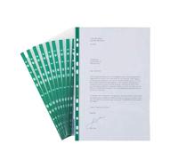 2 UR DOOR Pack of 25 Deluxe Glass Clear A4 Punched Pockets with Anti-Glare Finish - Document Protection and Stylish Presentation - Multi-Punched Green Spine - Durable 60 Micron and Functional