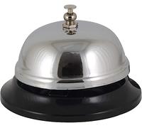 2 UR DOOR Stainless Steel Service Bell with Loud Ringing Sound - Compact 8x8x8cm Size - for Reception, Shops, Butler, Waiter - Black Metal Base - Durable and Portable