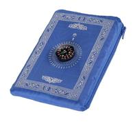 2 UR DOOR Travel Friendly Foldable Portable Waterproof Pocket Prayer Mat with Compass - Blue Polyester Janamaz, 100 x 60 cm, Washable - Ideal Travel Prayer Rug - Gift for Muslims