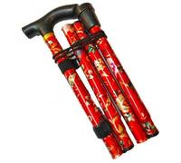 2 ur door Walking Stick Height Folding, Extendable, Locking Mechanism Cane - Easy Adjustable, Lightweight, Flexible and Durable Aid Mobility Collapsible Paddle (Red Floral)