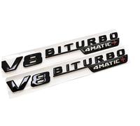 2 V8 BITURBO 4matic Emblem Sticker for Mercedes Benz AMG GT S ML SL Class CLA GLA SLK SLS CLS W220 (Black)